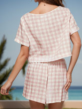 Load image into Gallery viewer, Plaid Short Sleeve Top and Shorts Set