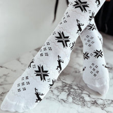 Load image into Gallery viewer, Christmas Element Bowknot Ribbed Trim Over Knee Stockings