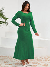 Load image into Gallery viewer, Ruched Round Neck Long Sleeve Dress