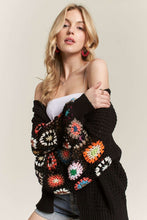 Load image into Gallery viewer, ADORA Full Size Contrast Crochet Open Front Long Sleeve Cardigan Plus Size