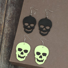 Load image into Gallery viewer, 2 Piece PU Leather Skull Dangle Earrings