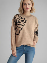 Load image into Gallery viewer, Flower Round Neck Long Sleeve Sweater