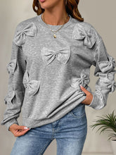 Load image into Gallery viewer, Perfee Bow Round Neck Long Sleeve Sweatshirt