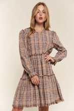 Load image into Gallery viewer, And The Why Full Size Washed Frayed Tiered Plaid Dress