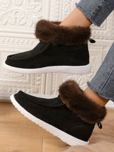 Load image into Gallery viewer, Faux Fur Suede Round Toe Sneakers