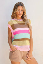 Load image into Gallery viewer, Sydney Color Block Round Neck Cap Sleeve Knit Top