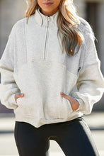 Load image into Gallery viewer, Half Zip Drop Shoulder Long Sleeve Sweatshirt