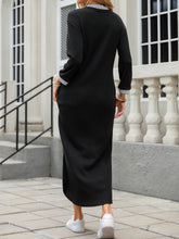 Load image into Gallery viewer, Slit V-Neck Long Sleeve Midi Dress