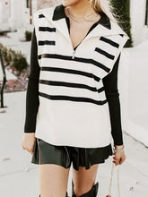 Load image into Gallery viewer, Striped Half Zip Sweater Vest