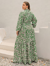 Load image into Gallery viewer, Plus Size Printed Notched Long Sleeve Maxi Dress