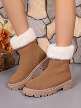 Load image into Gallery viewer, Faux Fur Trim Suede Platform Boots