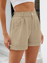 Load image into Gallery viewer, Roll Trim Half Elastic Waist Shorts