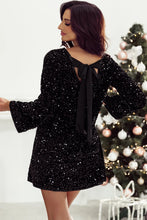 Load image into Gallery viewer, Sequin Round Neck Long Sleeve Mini Dress