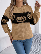 Load image into Gallery viewer, Pumpkin Round Neck Long Sleeve Sweater