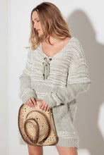 Load image into Gallery viewer, Thinkable Mixed-Stitch Front Tie Sweater Dress