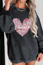 Load image into Gallery viewer, Valentine’s Day Sequin Heart Round Neck Long Sleeve Sweatshirt