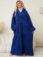 Load image into Gallery viewer, Pocketed Contrast Long Sleeve Hooded Lounge Dress