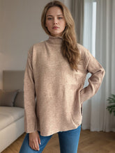 Load image into Gallery viewer, Side Slit Turtleneck Long Sleeve Sweater