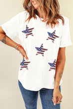 Load image into Gallery viewer, Sequin Star Round Neck Short Sleeve T-Shirt