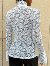 Load image into Gallery viewer, Mock Neck Long Sleeve Lace Top