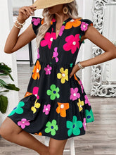 Load image into Gallery viewer, Ruffled Printed Notched Cap Sleeve Dress