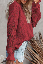 Load image into Gallery viewer, Openwork Round Neck Long Sleeve Sweater