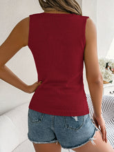 Load image into Gallery viewer, Openwork V-Neck Knit Vest