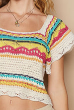 Load image into Gallery viewer, POL Openwork Ethnic Pattern Square Neck Cropped Knit Top