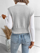 Load image into Gallery viewer, Full Size Button Up V-Neck Sweater Vest