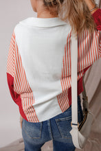 Load image into Gallery viewer, Striped Johnny Collar Long Sleeve Sweatshirt