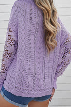 Load image into Gallery viewer, Openwork Round Neck Long Sleeve Sweater