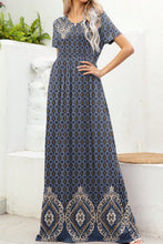 Load image into Gallery viewer, Printed Round Neck Short Sleeve Maxi Dress