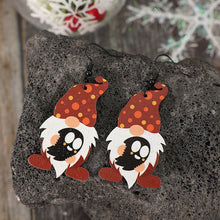 Load image into Gallery viewer, Point Hat Gnome Wooden Dangle Earrings