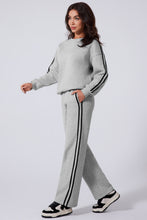 Load image into Gallery viewer, Side Striped Round Neck Top and Pants Active Set