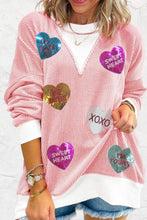 Load image into Gallery viewer, Valentine’s Day Sequin Heart Long Sleeve Sweatshirt