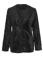 Load image into Gallery viewer, Sequin Lapel Collar Long Sleeve Blazer