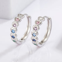 Load image into Gallery viewer, 925 Sterling Silver Inlaid Zircon Heart Huggie Earrings