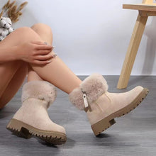 Load image into Gallery viewer, Suede Faux Fur Boots with Side Zipper