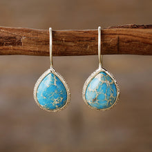 Load image into Gallery viewer, Copper Natural Stone Teardrop Shape Earrings