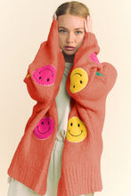 Load image into Gallery viewer, Davi &amp; Dani Fuzzy Smile Open Front Long Sleeve Cardigan