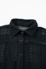 Load image into Gallery viewer, Openwork Collared Neck Long Sleeve Shirt