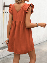 Load image into Gallery viewer, Button Up V-Neck Cap Sleeve Mini Dress