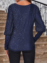 Load image into Gallery viewer, Sequin Boat Neck Long Sleeve Top