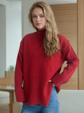 Load image into Gallery viewer, Side Slit Turtleneck Long Sleeve Sweater