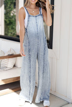 Load image into Gallery viewer, Frayed Exposed Seam Wide Leg Denim Overalls