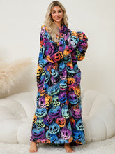 Load image into Gallery viewer, Fuzzy Pocketed Long Sleeve Hooded Lounge Dress