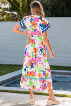 Load image into Gallery viewer, Tiered Printed Round Neck Cap Sleeve Dress