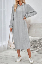 Load image into Gallery viewer, Side Slit Drawstring Long Sleeve Hooded Dress