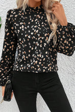 Load image into Gallery viewer, Printed Mock Neck Balloon Sleeve Blouse