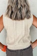 Load image into Gallery viewer, Embroidered Cable-Knit Round Neck Sweater Vest